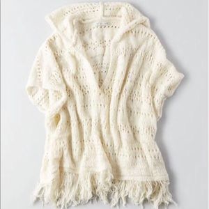 White fringe poncho from AMERICAN EAGLE